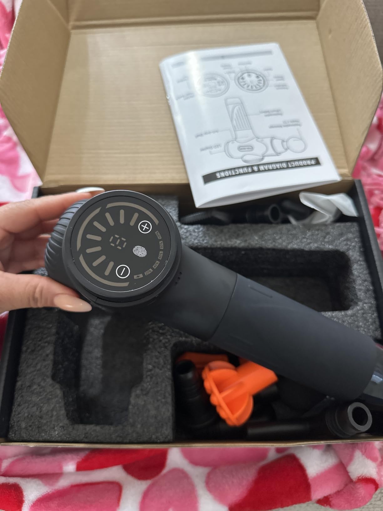 TOLOCO Massage Gun Deep Tissue, Percussion Massage Gun with 10 Replacement Heads, Super Quiet Portable Electric Massager for Athletes, Relax, Fathers Day Dad Gifts, Black customer photo 2