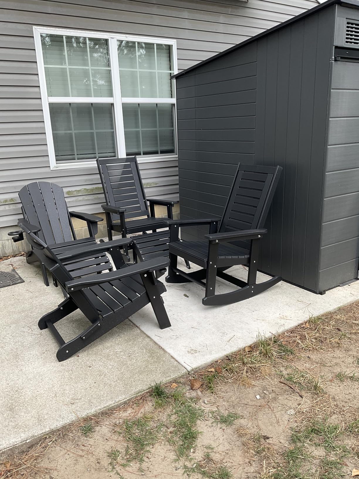 Folding Adirondack Chairs Set of 2 | HDPE Plastic | Fire Pit Chair | All Weather | Cup Holder | Blue | for Deck Backyard Patio Outdoor Garden customer photo 2