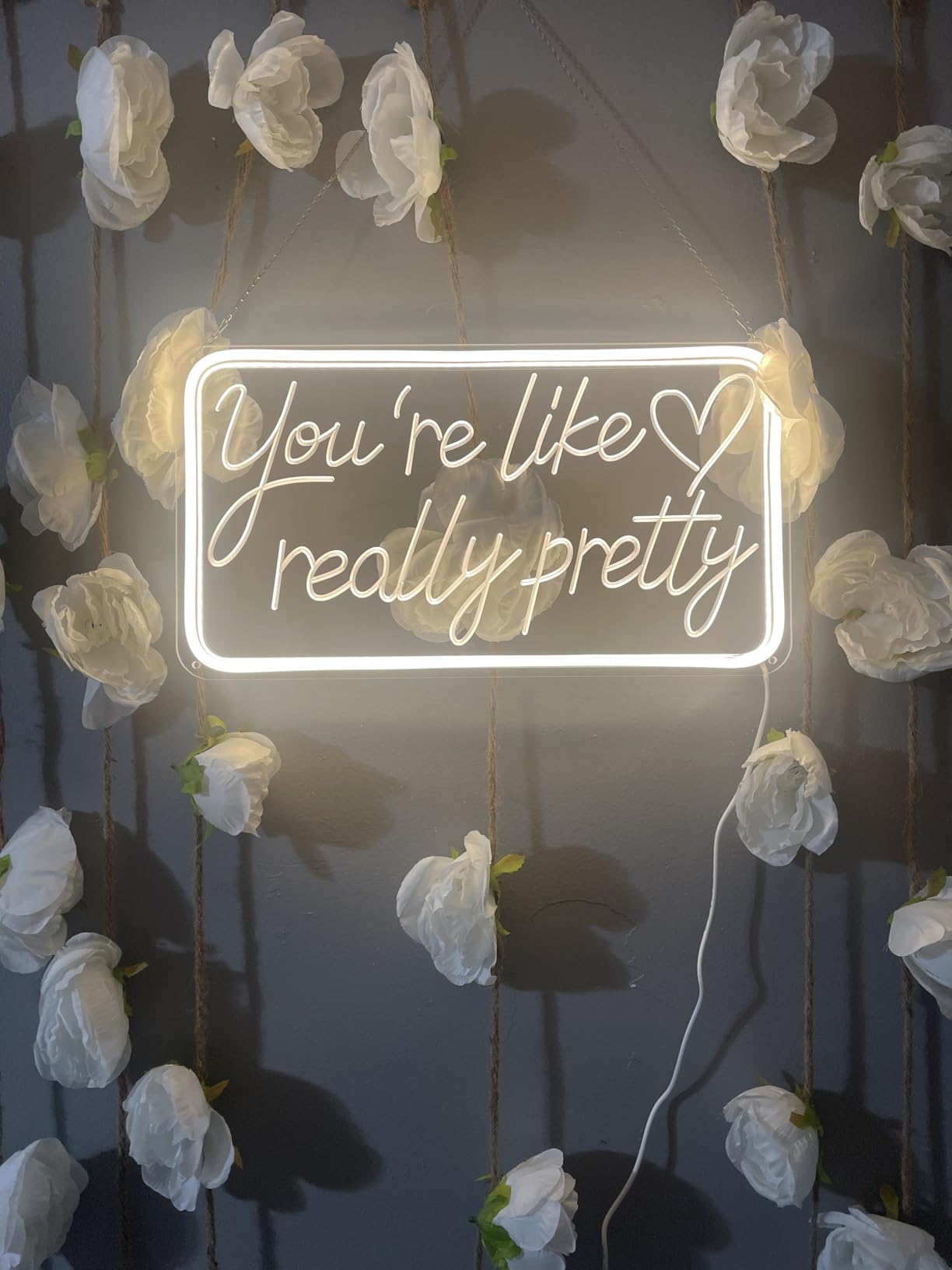 You're Like Really Pretty Neon Signs for Wall Decor, LED Neon Sign Aesthetic Room Decor for Teen Girls Neon Lights Signs for Bedroom, Salon, Wedding Party Pink Neon Name Sign customer photo 2