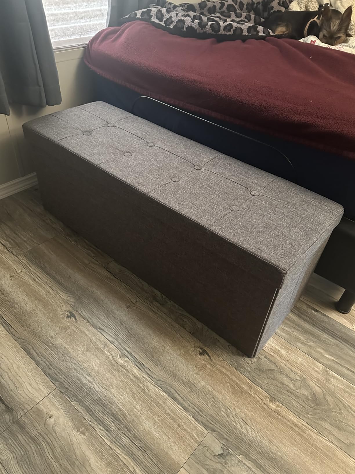 GLAXYFUR 43.3 inches Folding Storage Ottoman Bench Storage Chest Footrest for Bedroom, Entryway and Living Room, Holds up to 660 lb Dark Grey customer photo 2
