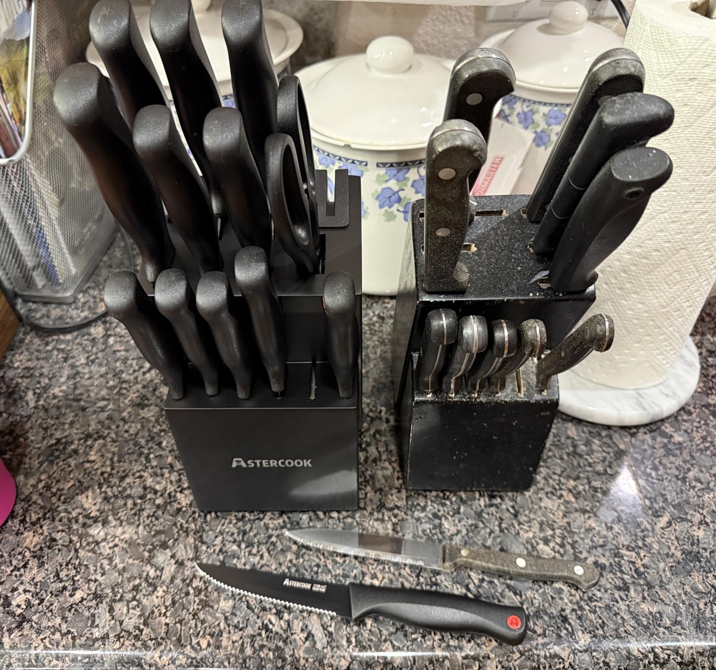 Astercook Knife Set for Kitchen with Block and Sharpener 15pcs German customer photo 2