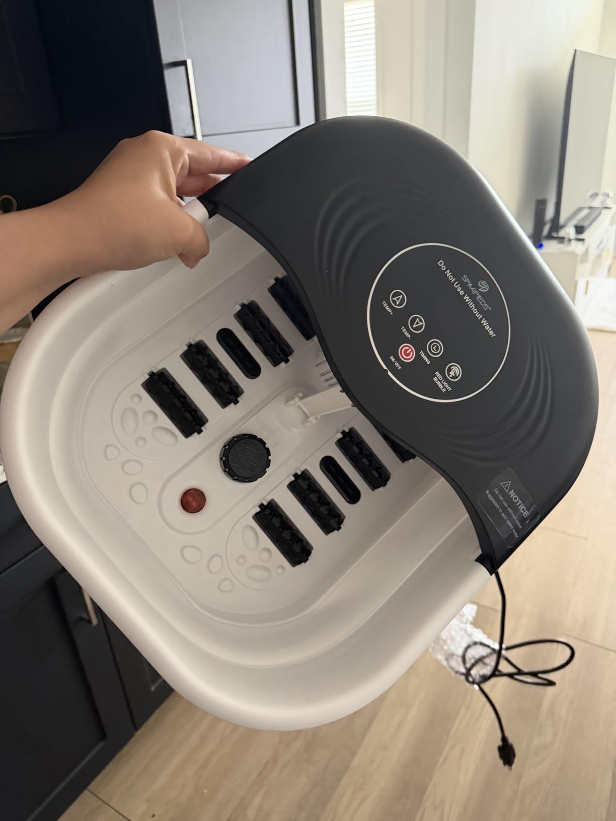 Collapsible Heated Foot Spa with Bubble and Red Light Temperature Control Foot Bath Massager and Soaking Tub Featuring 8 Shiatsu Massage Rollers Pumice Stone and Built-in Timer Ideal Gift for Wife, Mom customer photo 1