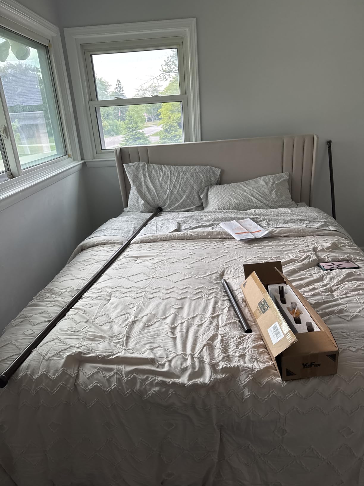 Gizoon Queen Bed Frame with Wingback Headboard, Upholstered Platform Bed, Wooden Slats, Noise-Free, No Box Spring Needed, Easy Assembly customer photo 1