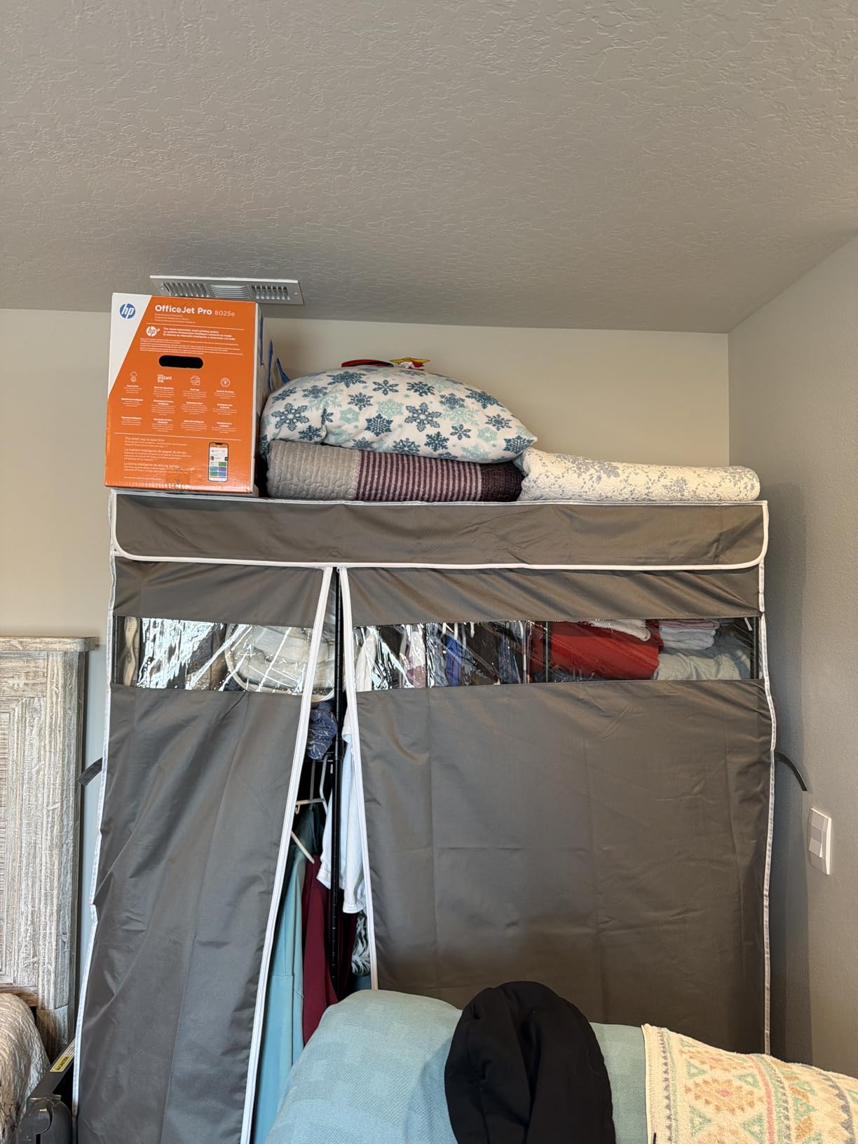 Raybee Clothes Rack, Clothing Racks for Hanging Clothes, Clothes Rack with Cover, Portable Closet with Adjustable Shelves, Garment Rack Load 800LBS for Bedroom, Apartment, Dorm, Space Saving, Grey customer photo 2
