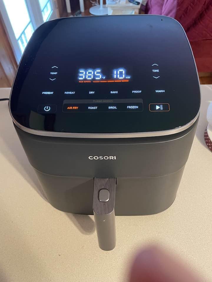 Cosori 9-in-1 TurboBlaze Air Fryer 6 Qt, PFAS-Free Ceramic Coating, 90-450F, Precise Heating for Even Results, Air Fry, Roast, Bake, Broil, Dry, Frozen, Proof, Reheat, Keep Warm, 120V, Dark Gray customer photo 1
