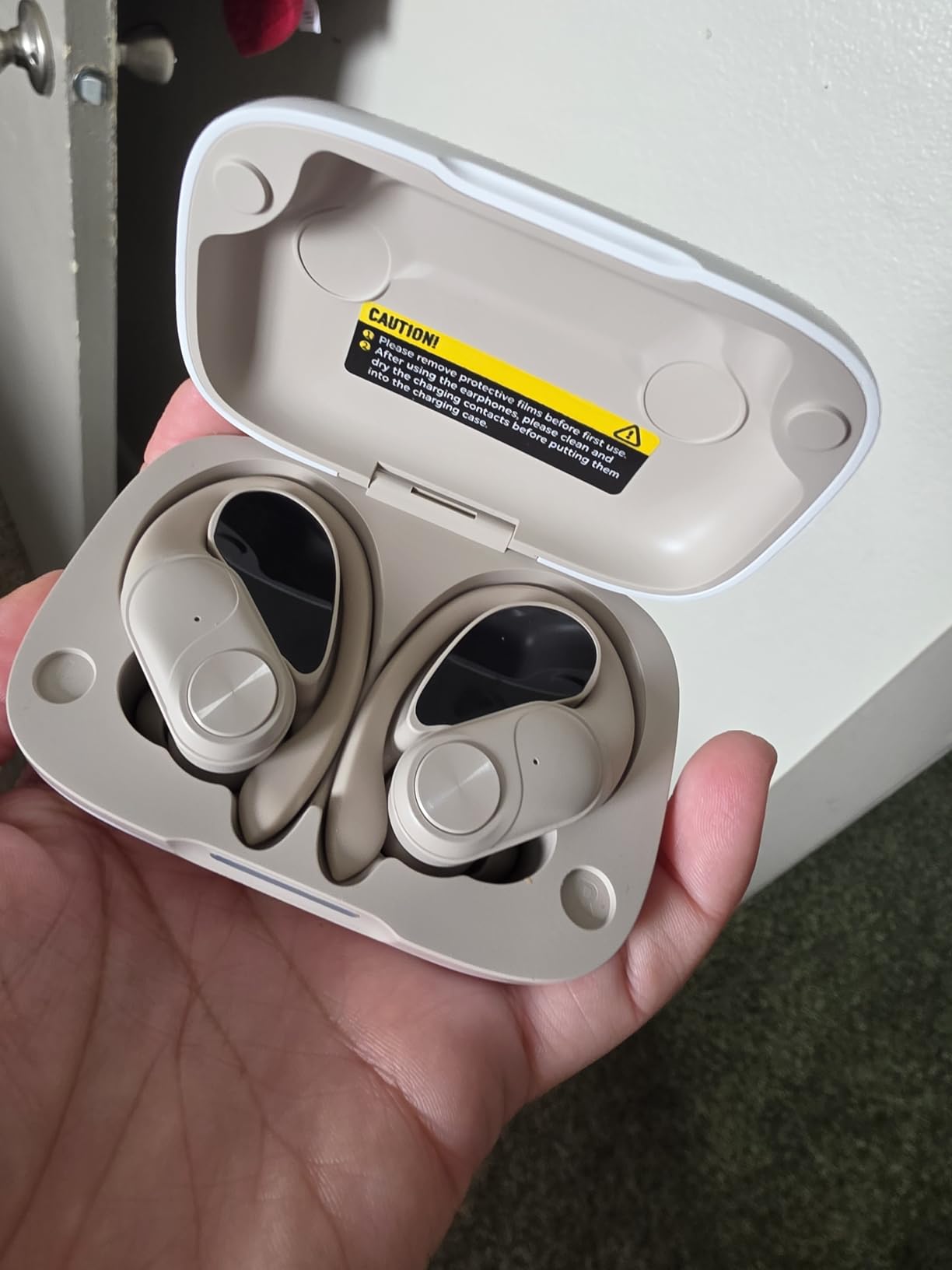 PocBuds Bluetooth Headphones Wireless Earbuds 80hrs Playtime Wireless Charging Case Digital Display Sports Ear Buds with Earhook Deep Bass IPX7 Waterproof Over-Ear Earphones for TV Phone Laptop Black customer photo 1
