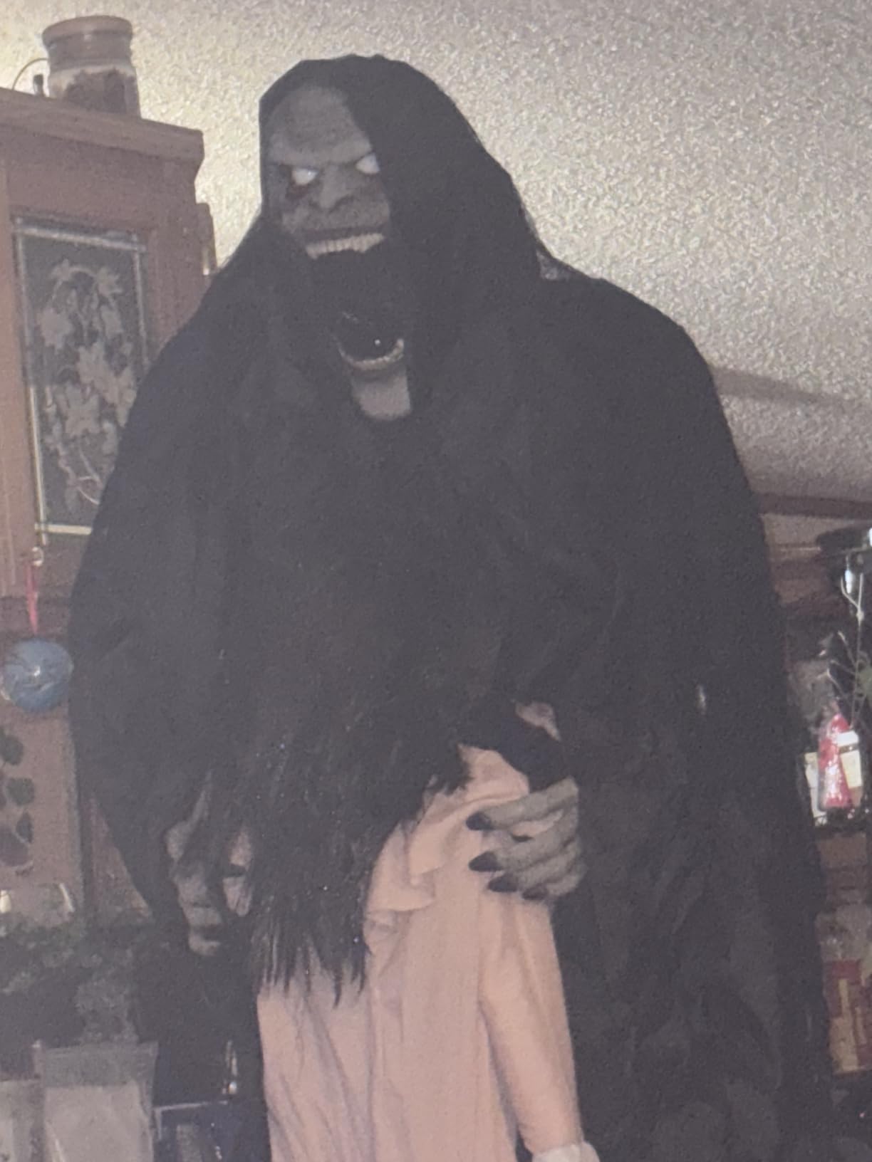 Haunted Hill Farm Motion Activated Floating Skeleton Ghost Over Tombstone by Tekky, Battery Operated Halloween Animatronic for Indoor or Covered Outdoor Creepy Halloween Decorations customer photo 2