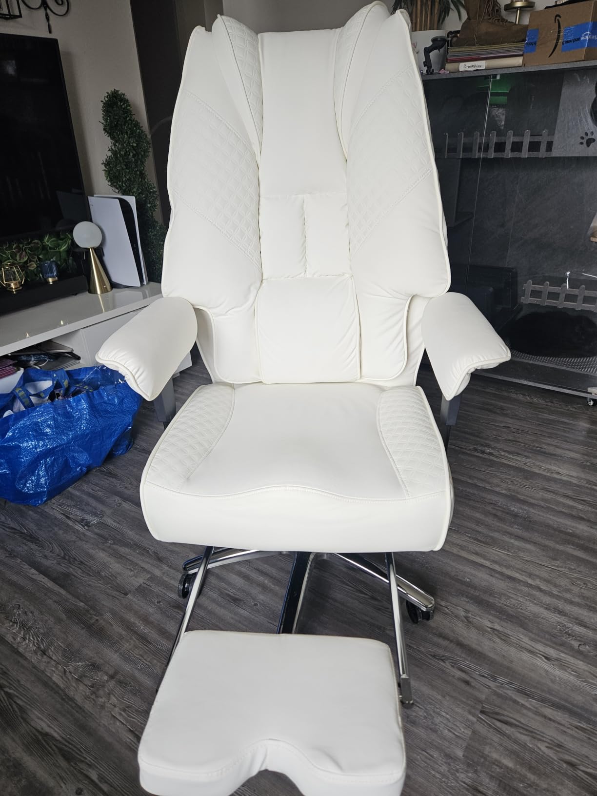 EXCEBET Big and Tall Office Chair 400lbs Wide Seat, Leather High Back Executive Office Chair with Foot Rest, Ergonomic Chairs Lumbar Support for Lower Back Pain Relief, All-Day Comfort, Brown customer photo 2