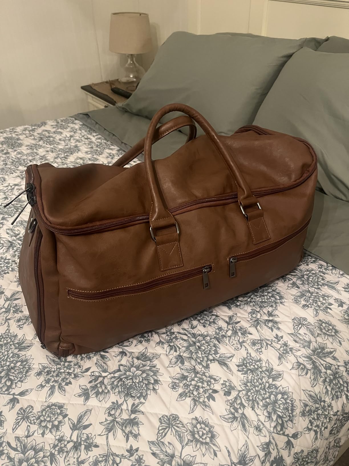 Garment Bag with Shoe Pouch Carry On Convertible Travel Duffel Bag for Men Women, 2 in 1 Hanging Suitcase Suit Business Travel Bag, Brown customer photo 1