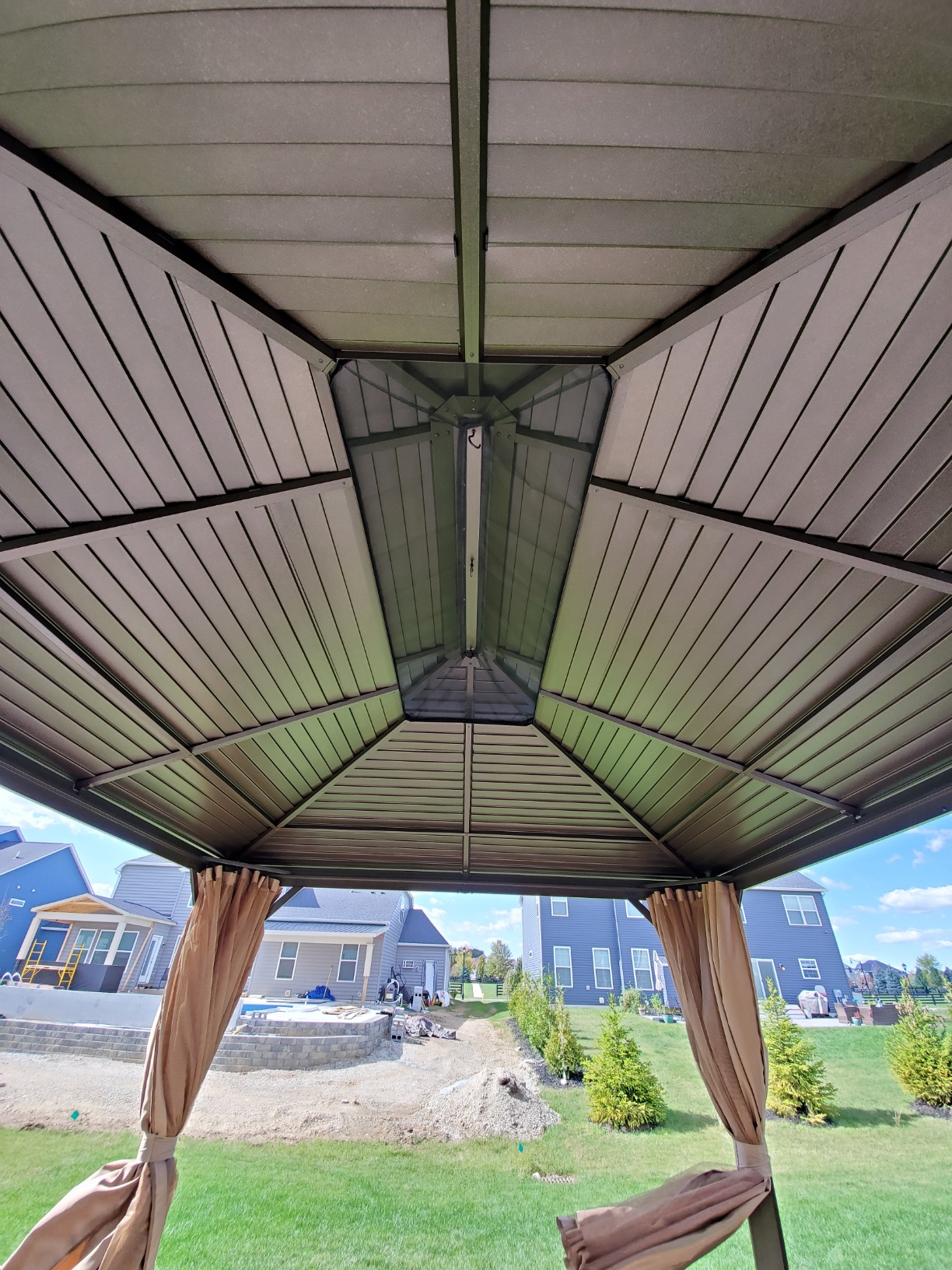 EROMMY 10' x 12' Hardtop Gazebo, Aluminum Frame Gazebos with Galvanized Steel Double Roof, Permanent Outdoor Metal Pavilion with Curtain and Netting for Patio, Lawn, Deck customer photo 1