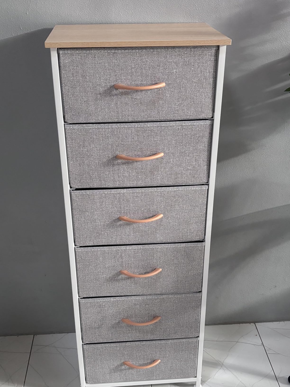 Somdot Tall Dresser for Bedroom with 5 Drawers, Storage Organizer Chest of Drawers with Removable Fabric Bins for Closet Bedside Living Room Laundry Entryway Hallway, White Leather customer photo 2