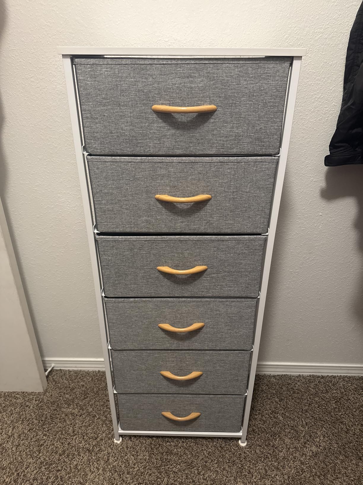 Crestlive Products Tall Dresser for Bedroom Vertical Storage Tower - Sturdy Steel Frame, Wood Top, Easy Pull Fabric Bins, Handles - Organizer Unit for Hallway, Entryway, Closets - 6 Drawers (White) customer photo 1