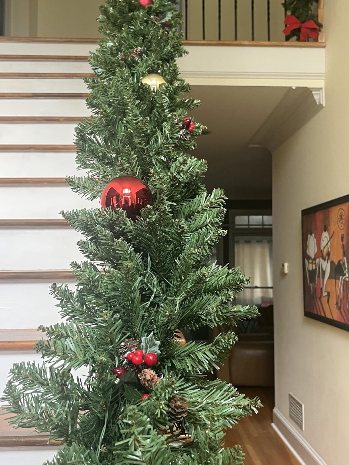 9FT Christmas Garland Pre-lit with 50 Lights, Plug in, for Mantle/Stair/Indoor/Outdoor Xmas Garland Green customer photo 2