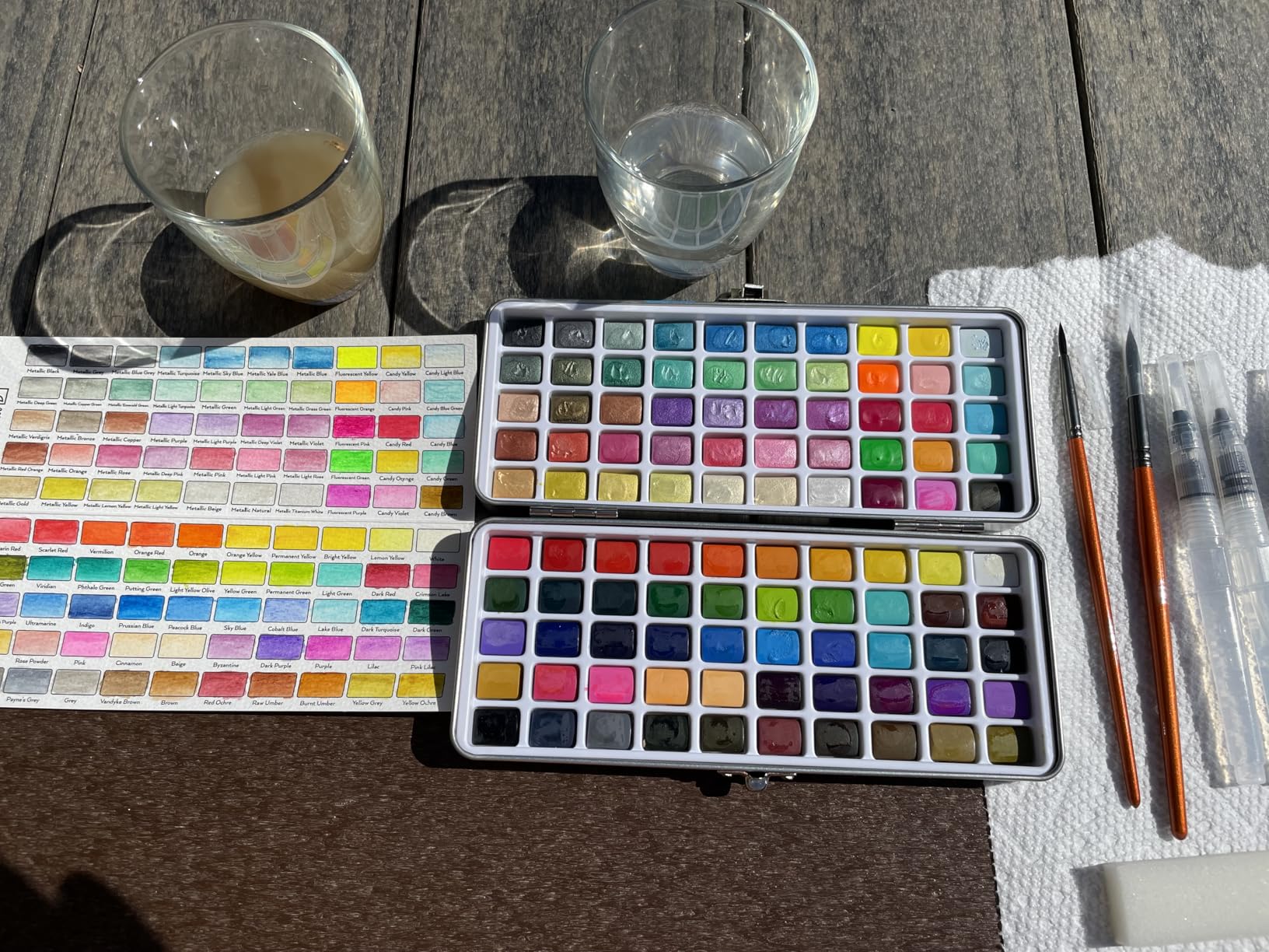 Watercolor Paint Set with 100 Bright Colors: for Adult Beginners & Professional with Metallic - Travel Sized Water Color Art Kit Palette customer photo 1