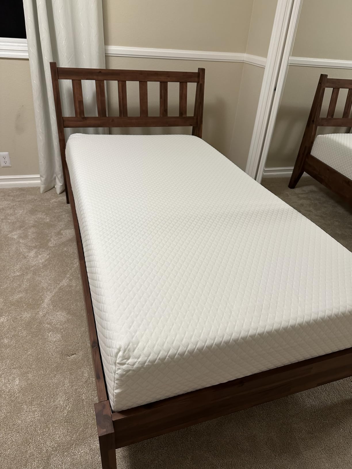 mopio Ted Bed Frame with Headboard, Mid Century Modern Acacia Solid Wood Platform Bed Frame, Wooden Slats, No Box Spring, Double Metal Bar Support (Solid Wood, Queen (U.S. Standard)) customer photo 1