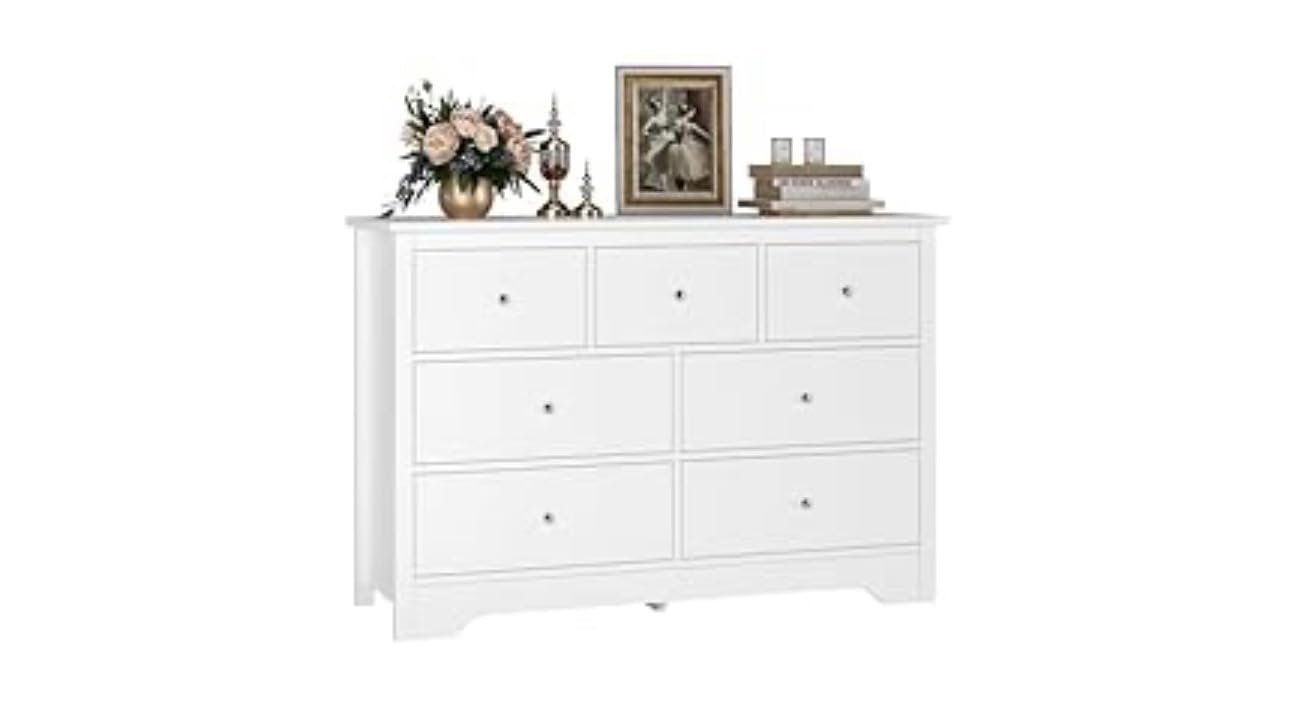 FOTOSOK White Dresser 7 Drawer with 19