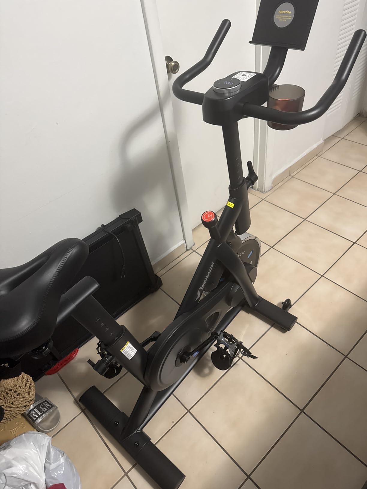 MERACH Exercise Bike, Magnetic Friction Stationary Bike for Home with APP, Low Noise Indoor Cycling Spin Bike, 300lbs Weight Capacity customer photo 1