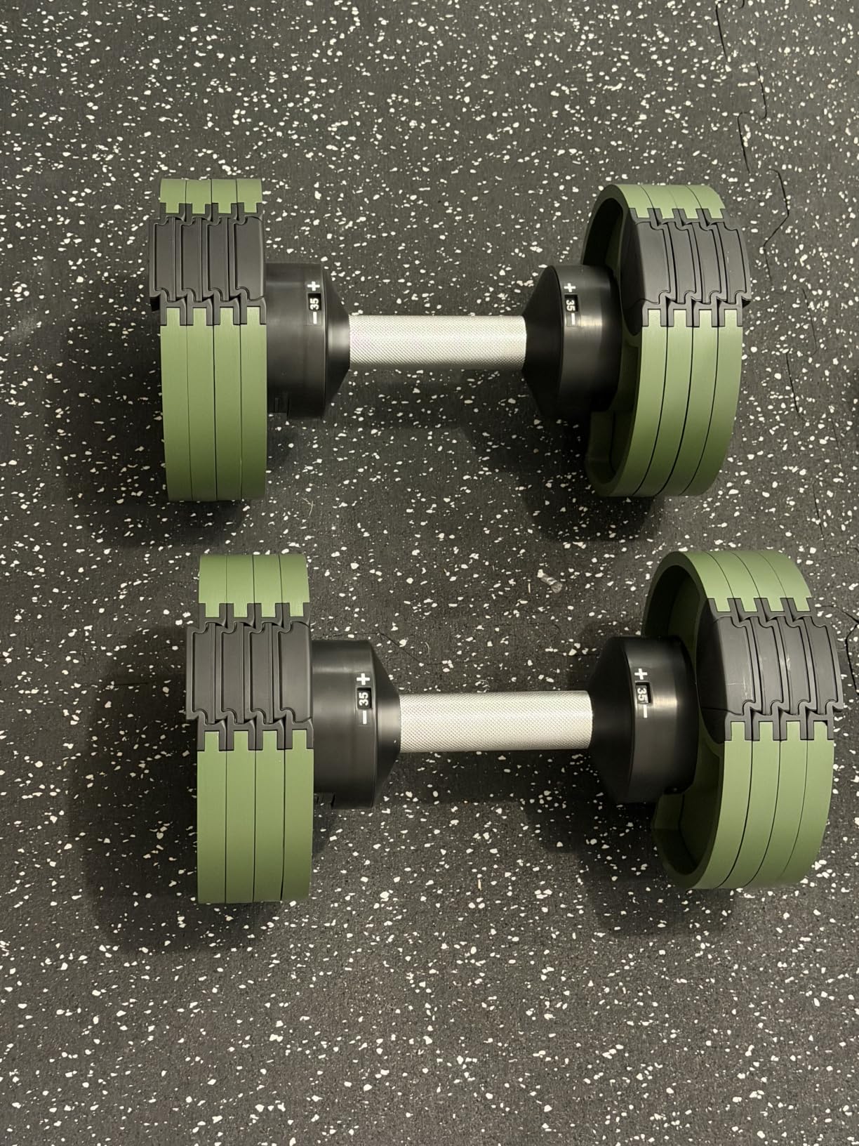Nuobell 580 Adjustable Dumbbells, 5-80 lb, Set of 2 Free Weights | 5 lb Increments, Instant Twist-handle Adjustment, Knurled Stainless Steel handles, Replace 16 Pairs of Dumbbells, Trays included customer photo 1