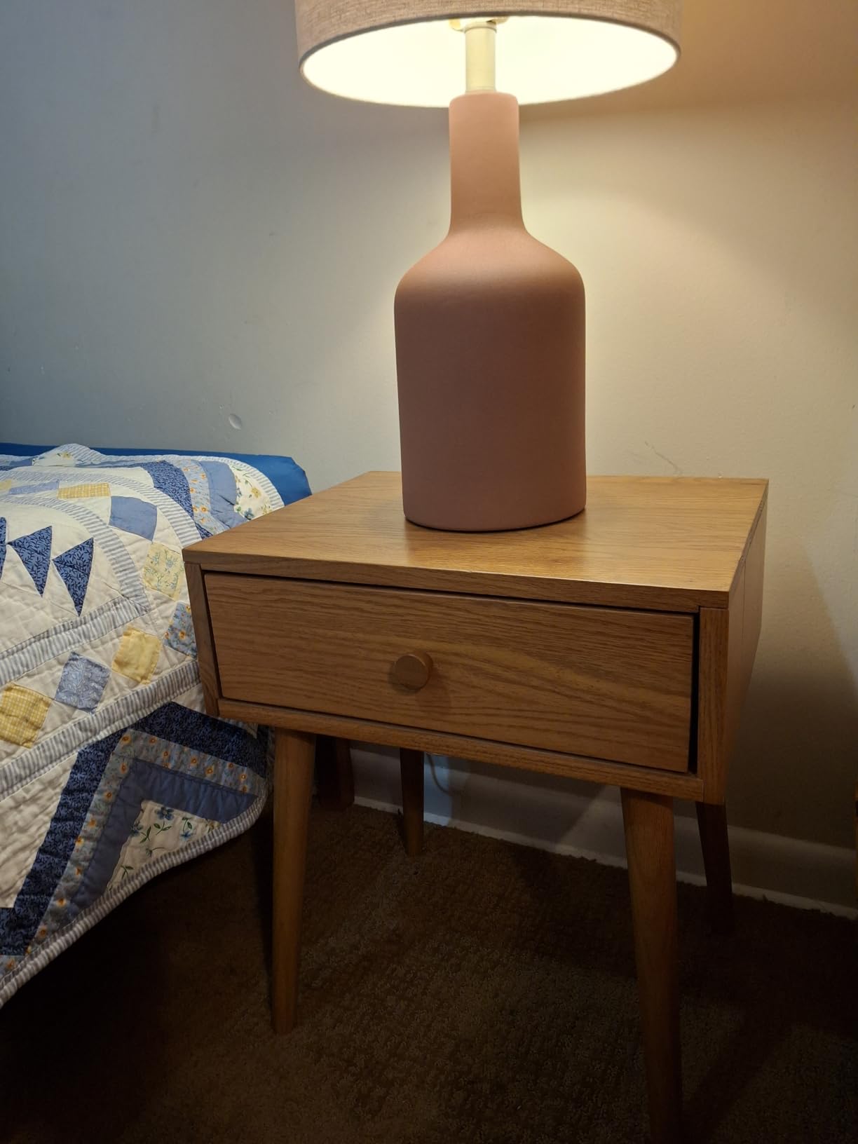 NTC Zoe Solid Wood Nightstand, Mid Century Modern Side Table Bedroom, Bedside Furniture, Night Stand, End Table, Easy Assembly - Dark Walnut customer photo 2