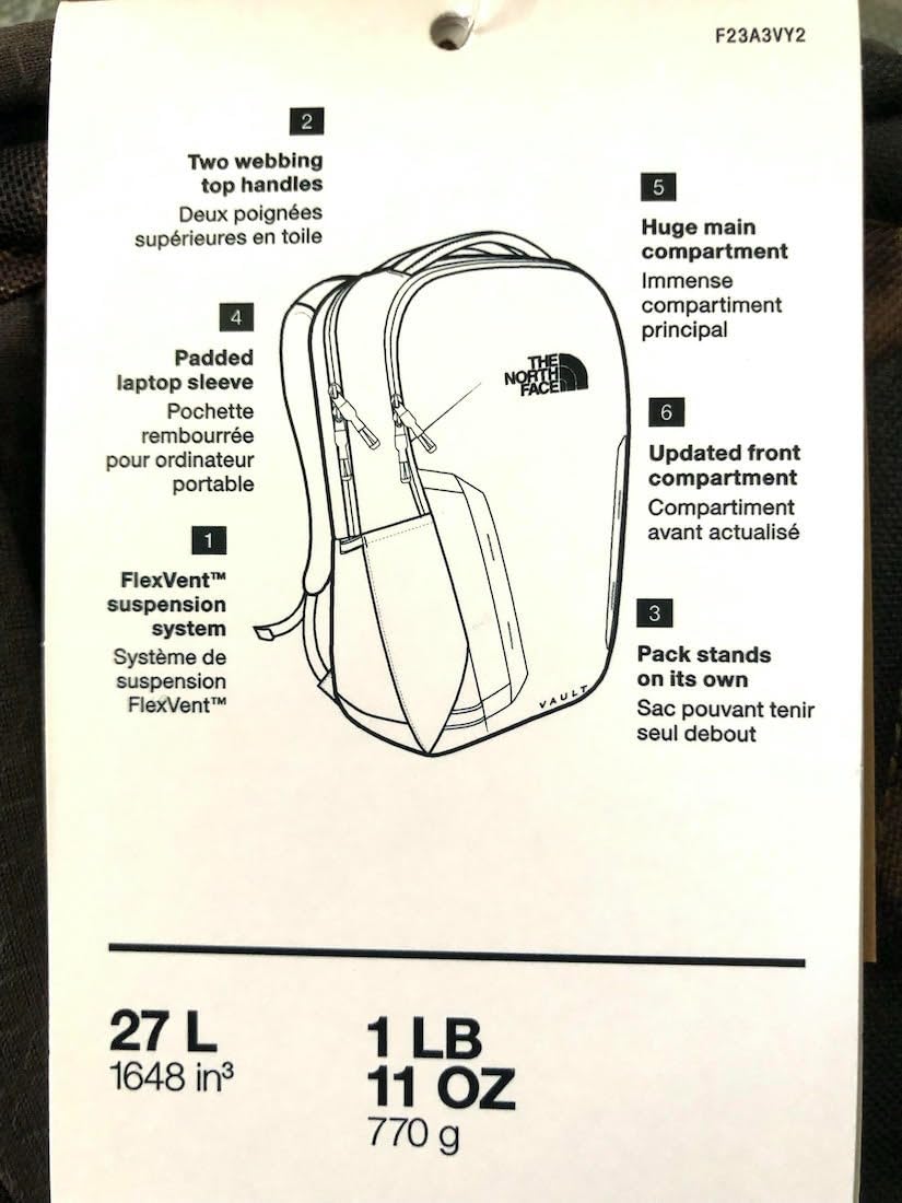 The North Face Vault Everyday Laptop Backpack - Commuter Travel Bag, Water-Repellent Finish, Spacious Compartment, TNF Black-NPF, One Size customer photo 2