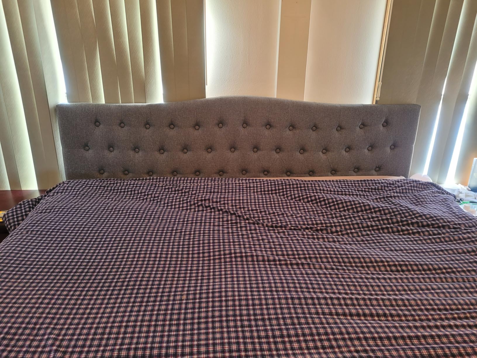 Huatean Home Tufted Upholstered Headboard Queen Size, Sturdy and Durable Solid Wood Bed headboard, Fabric Headboard Adjustable Height from 37
