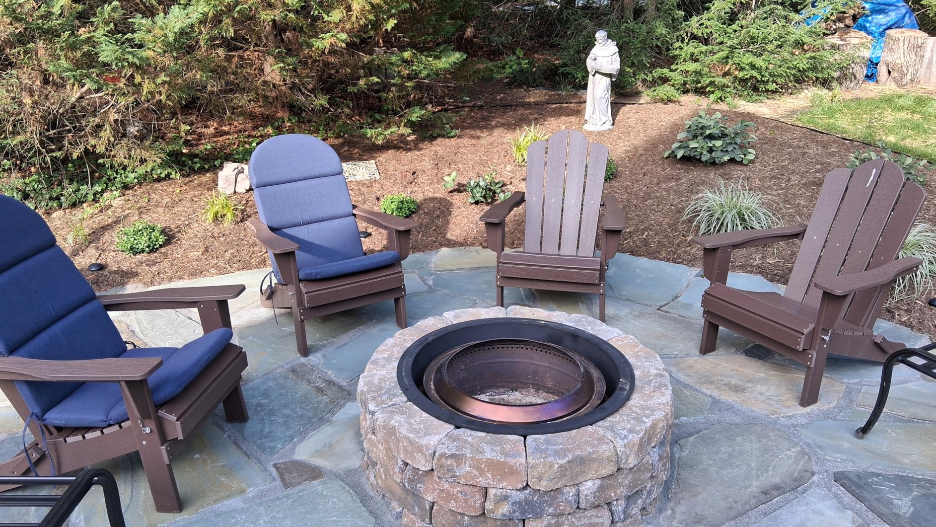 Folding Adirondack Chair Set of 6, HDPE All-Weather Patio Chairs, Wooden Textured Lawn Chair for Poolside, Backyard, Deck, Fire Pit, Black customer photo 1