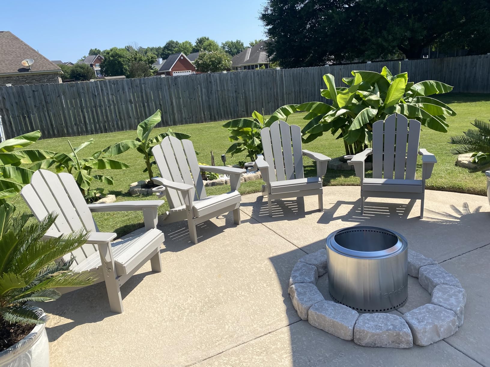 Folding Adirondack Chair Set of 6, HDPE All-Weather Patio Chairs, Wooden Textured Lawn Chair for Poolside, Backyard, Deck, Fire Pit, Black customer photo 2