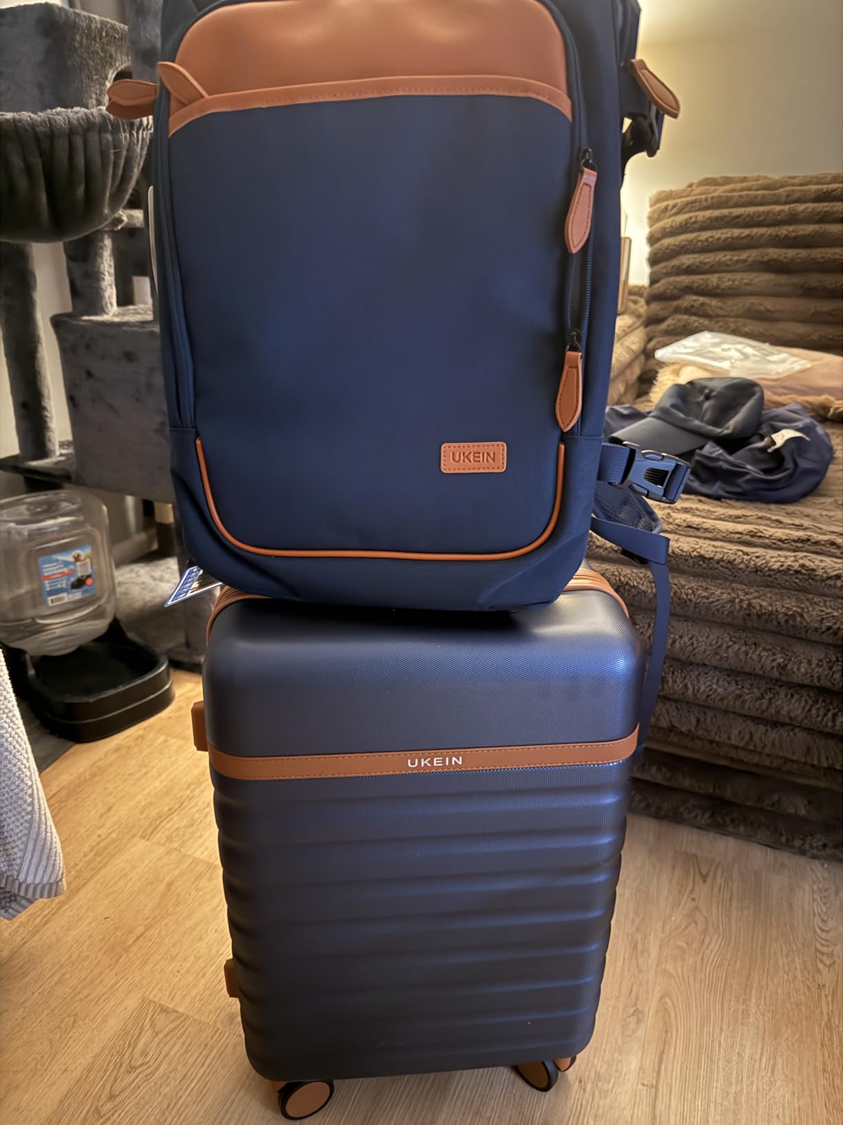 UKEIN Luggage Sets 3 Piece, Carry On Luggage 20In With Spinner Wheels,PC Hardside Suitcase Set with TSA Lock,Durable Carry On Suitcase With Travel Backpack for Men (Black, 3 piece set (20inch)) customer photo 1