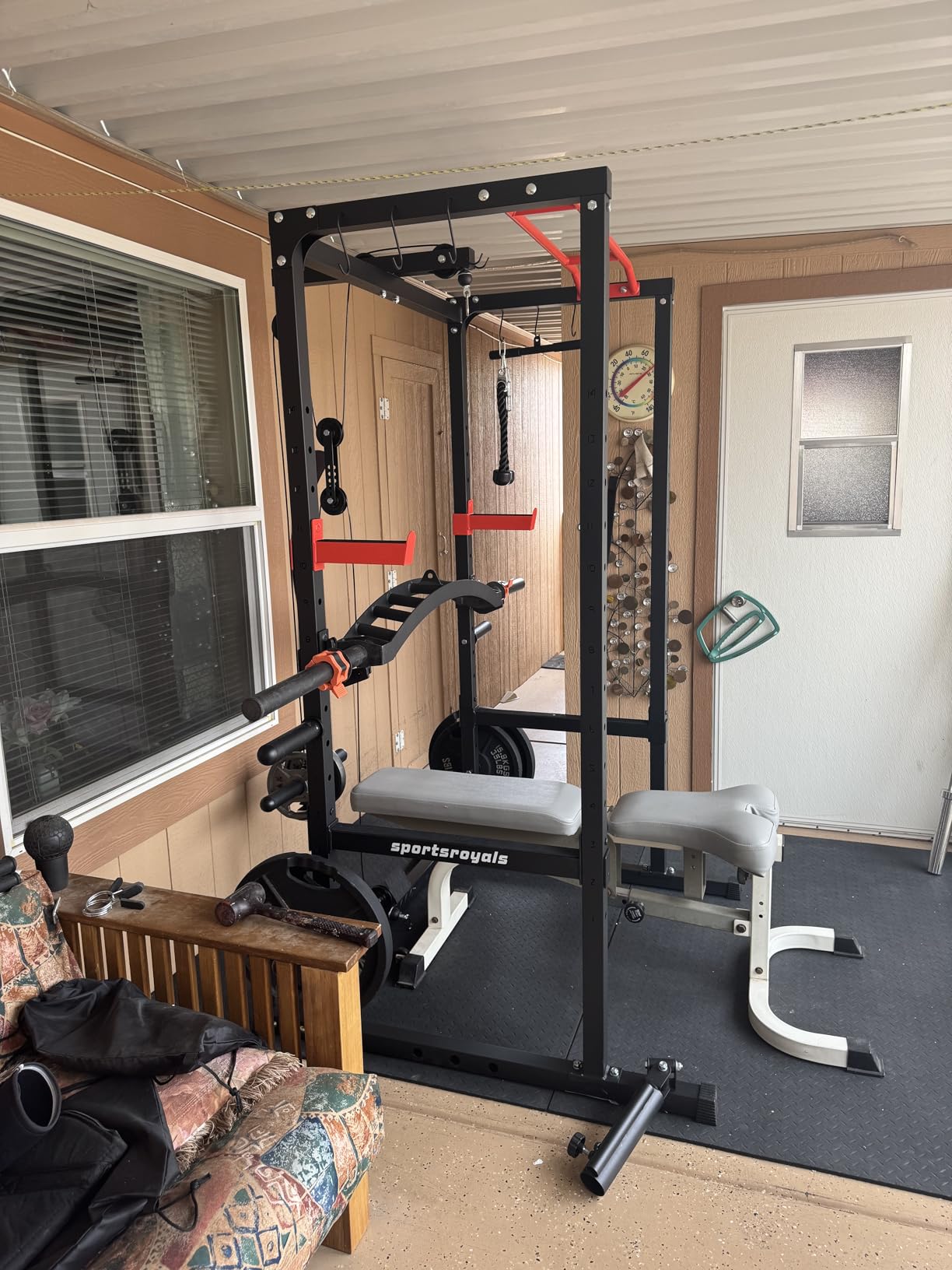 SPORTSROYALS Power Rack, Multi-Functional Power Cage, Squat Rack with Pulley System & LAT Pull Down, Workout Cage with J Hooks for Home Gym customer photo 2