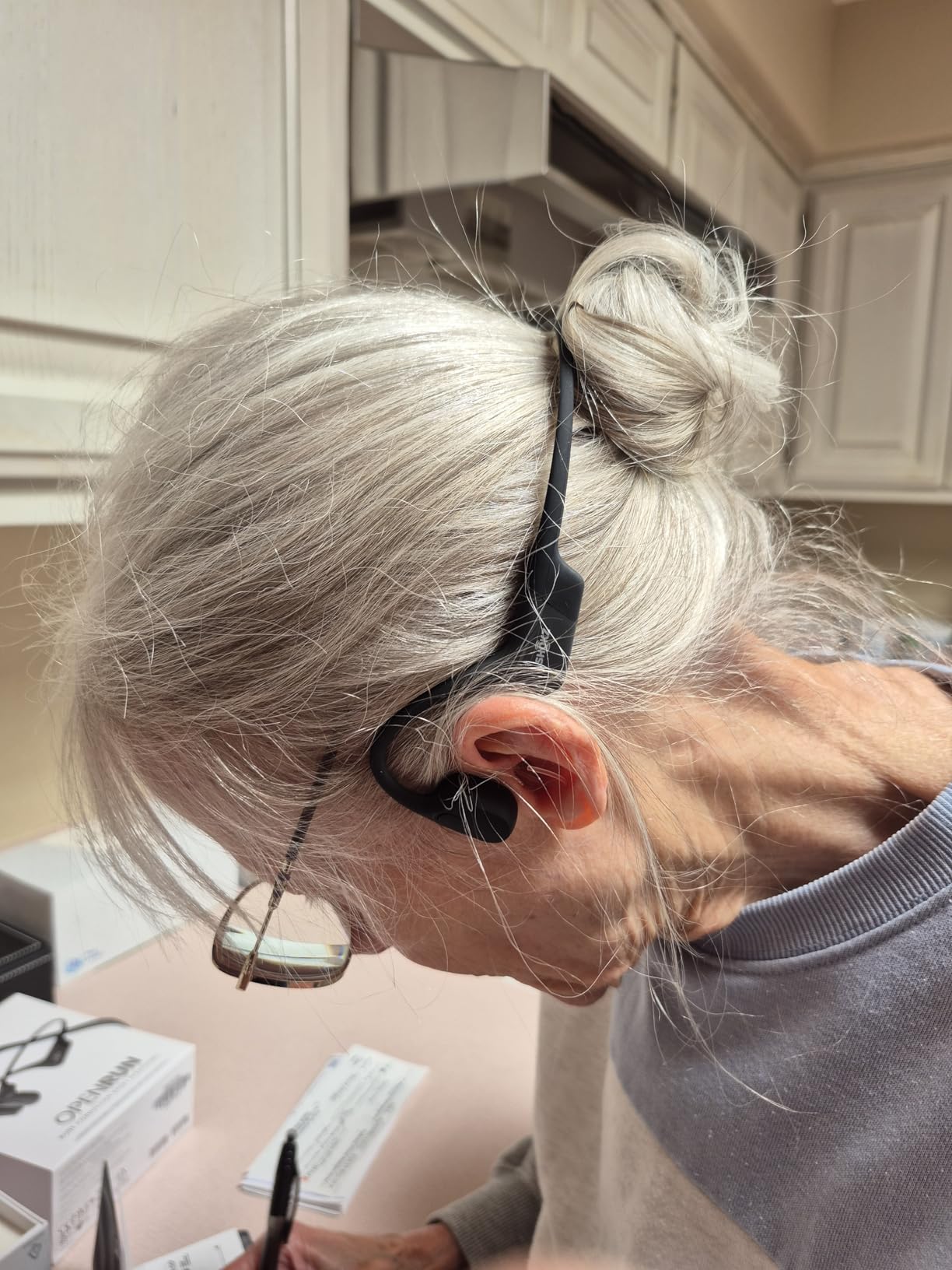 SHOKZ OpenRun Bone Conduction Bluetooth Headphones, Black, USB-C Charging - Bundle with Sweat Headband; Open ear comfort; Lightweight & Secure fit; IP67 water resistance; 8H battery; Running/Cycling customer photo 1