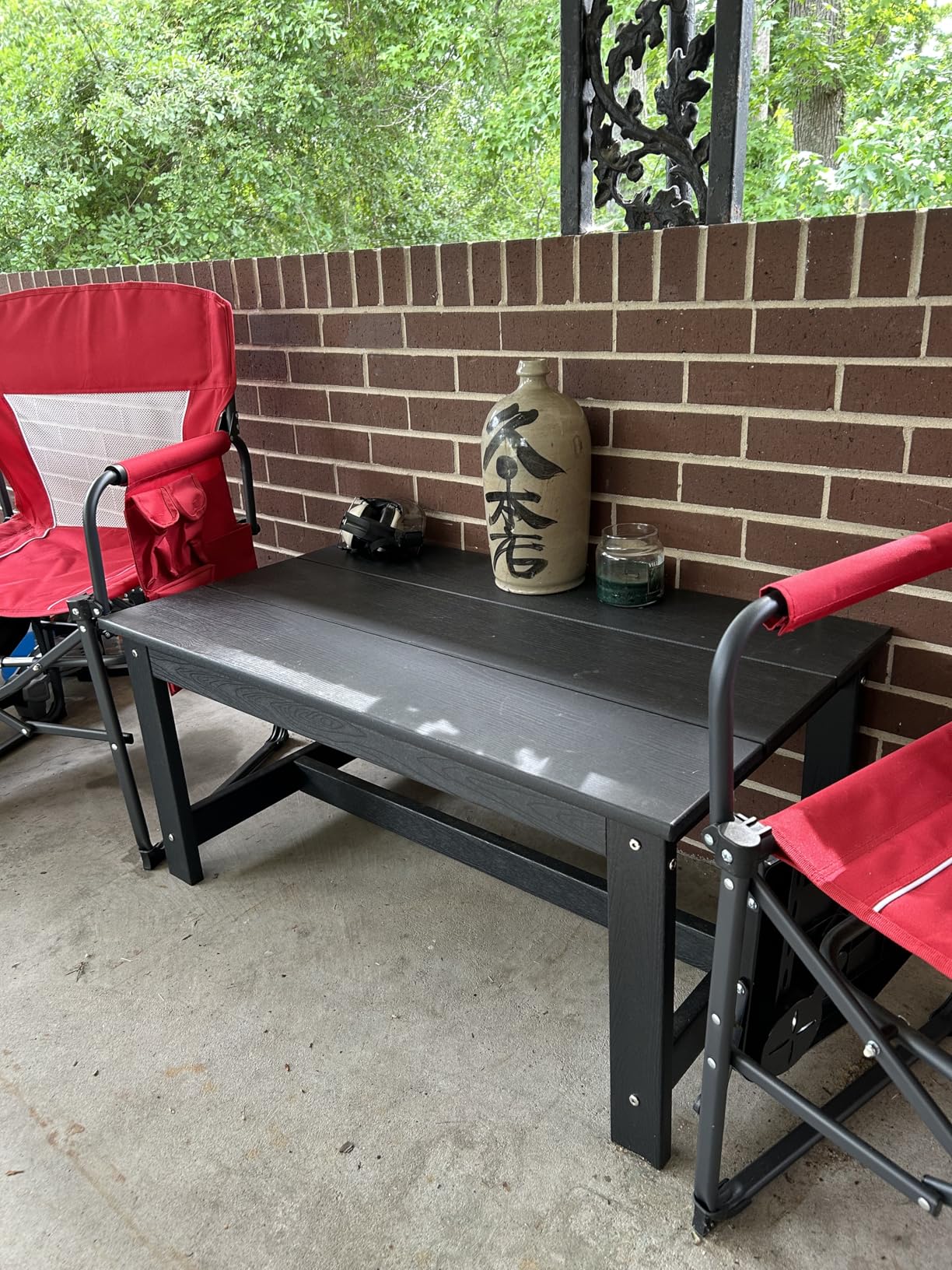 SERWALL HDPE Patio Coffee Table, Rectangle Outdoor Coffee Table, All-Weather Coffee Side Table for Balcony, Poolside, Deck, Garden, Blue customer photo 1
