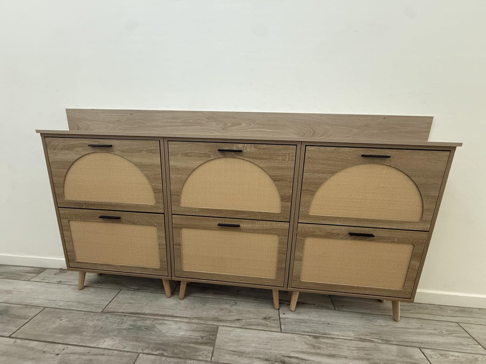 VEVOR Shoe Cabinet with 2 Flip Drawers, Shoe Storage Cabinet for Entryway, Free Standing Shoe Storage Organizer with Rattan Doors for Heels, Boots, Slippers in Hallway, Living Room customer photo 2