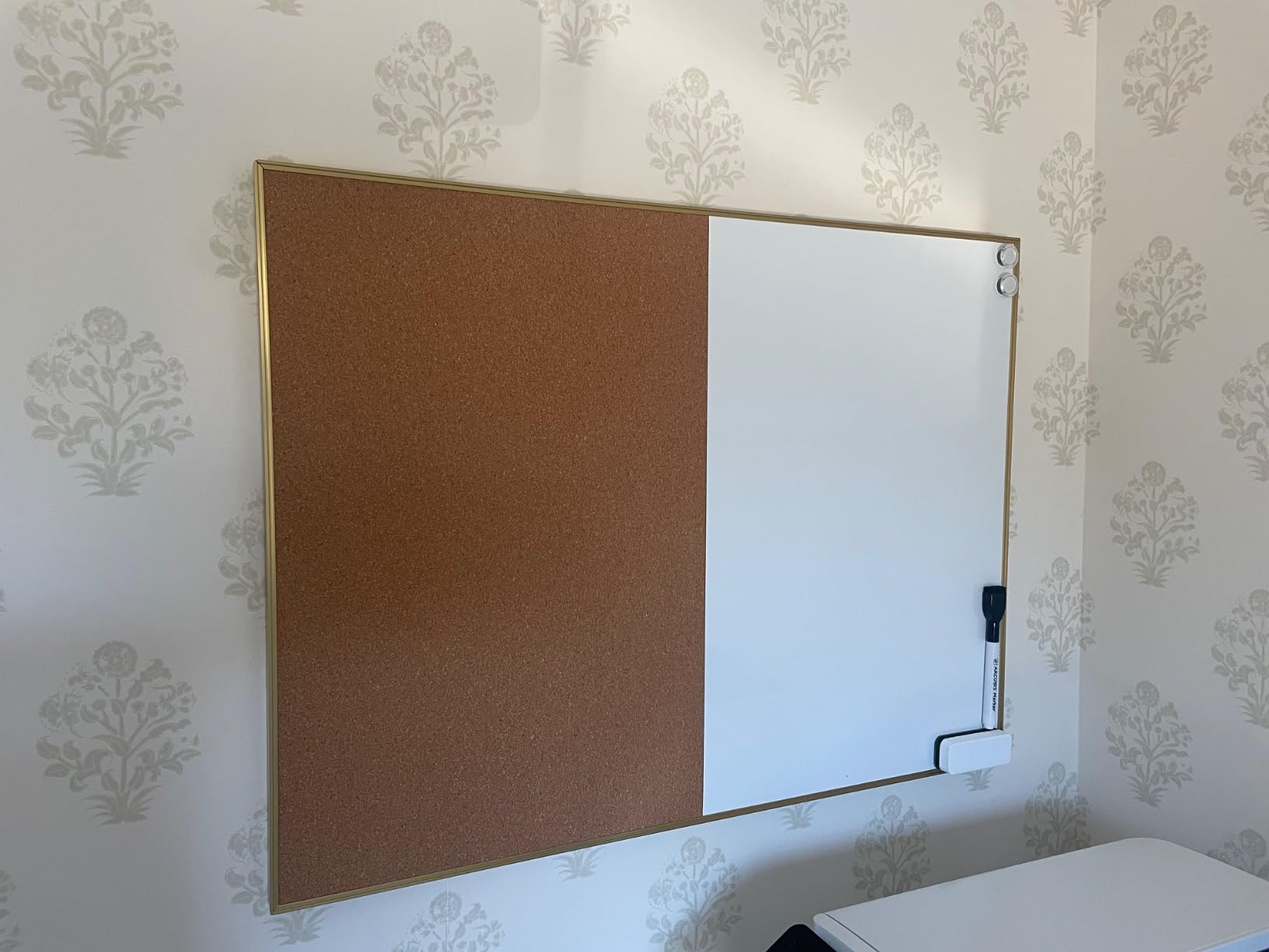 ARCOBIS Cork Board White Board Combo, 24 x 18 Inch Bulletin Board, Magnetic Dry Erase & Corkboard, Black Frame customer photo 1