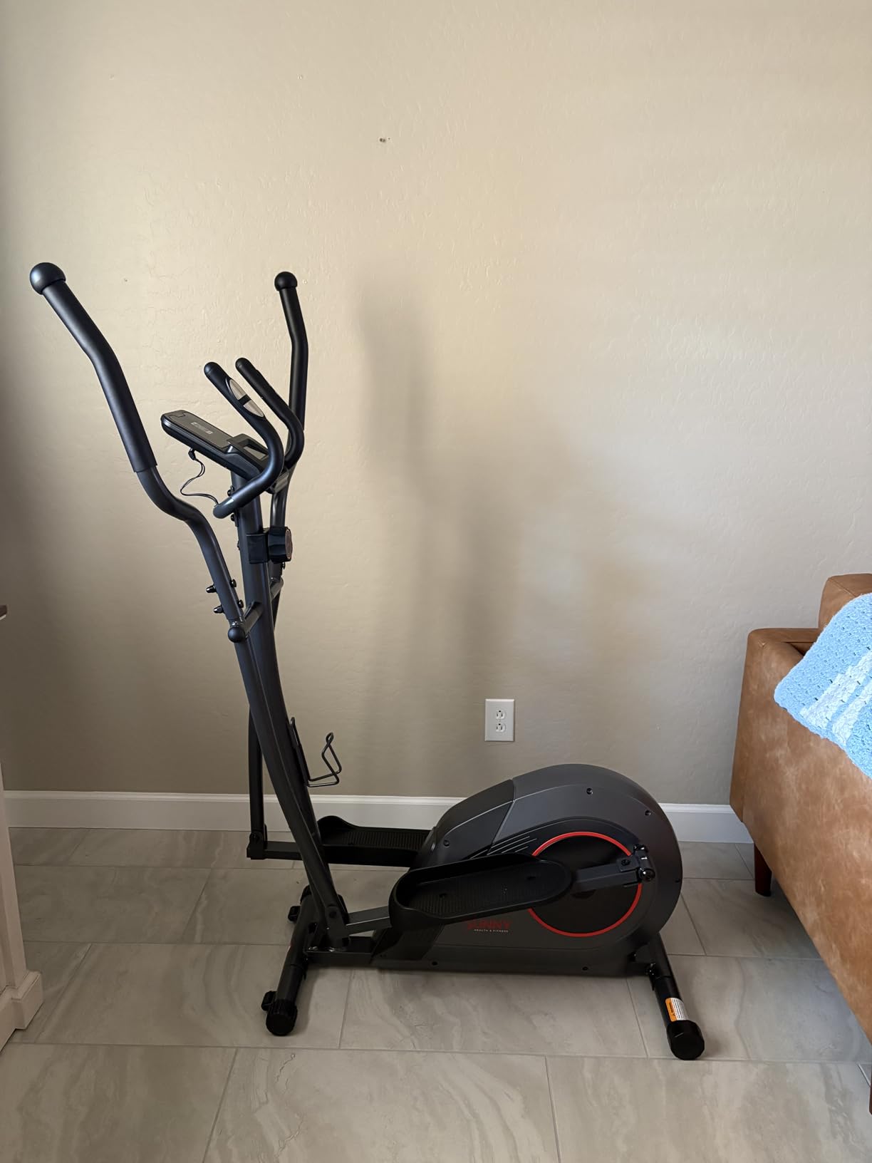 Sunny Health & Fitness Smart Upright Elliptical Machine with Pulse Sensor | Full Body Workout, Adjustable Magnetic Resistance, Low Impact, Dual Handlebar, Digital Monitor, App Connectivity customer photo 1
