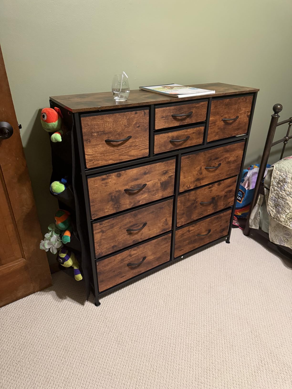 WLIVE Dresser for Bedroom with 10 Drawers, Fabric Dresser Chest of Drawers with Side Pockets and Hooks, Sturdy Metal Frame, Drawers Organizer Unit for Living Room, Hallway, Black customer photo 2