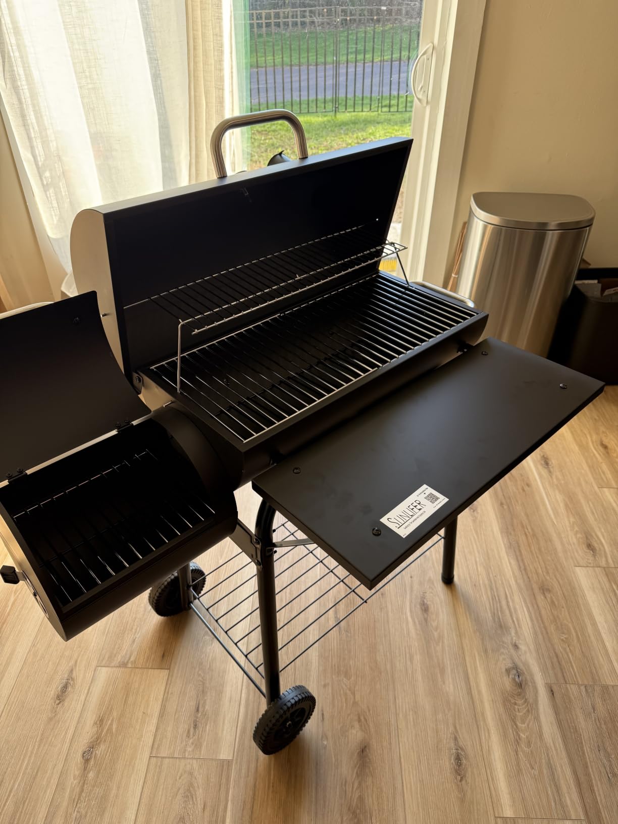 Charcoal Grill Offset Smoker with Spacious Cooking Area, Barrel BBQ Grill and Smokers Combo for Outdoor Patio Backyard Camping and Parties customer photo 1