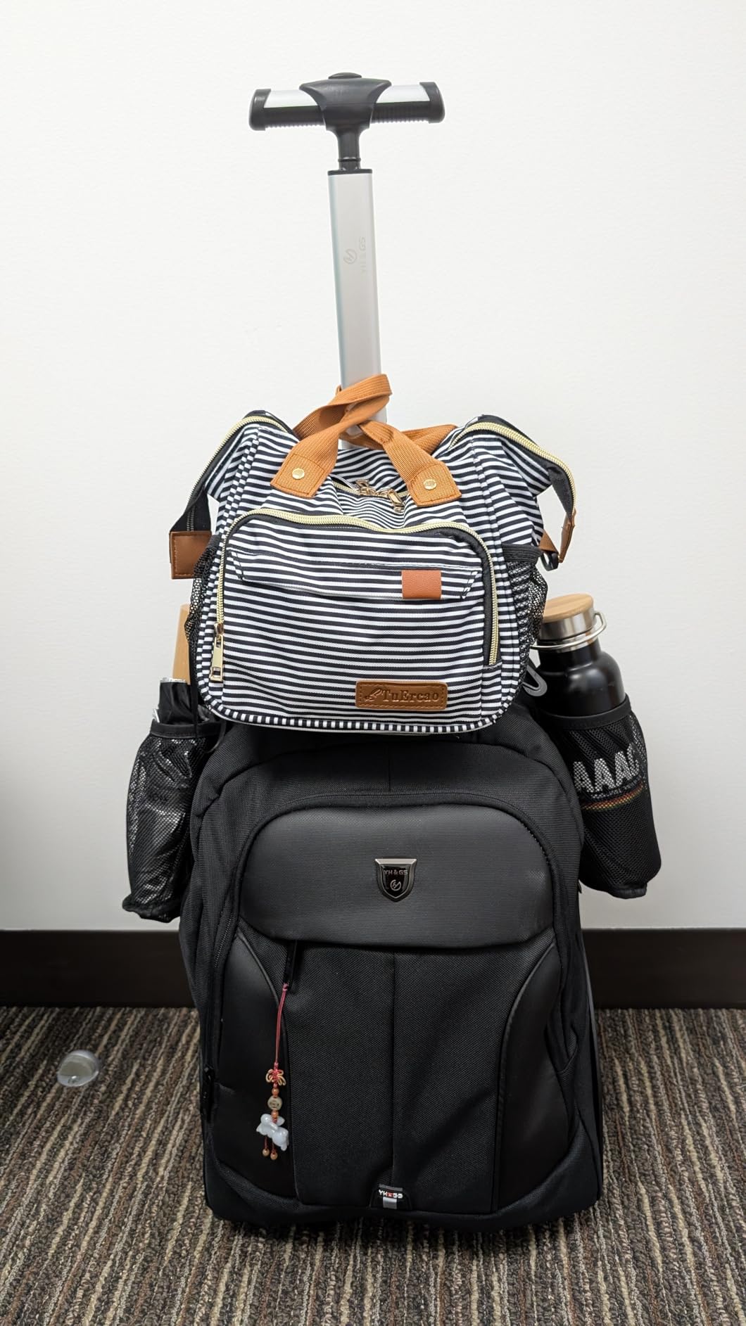 Rolling Backpack, Waterproof Backpack with Wheels for Business and Travel Commuter, Carry on Backpack with Laptop Compartment, Fit 17 Inch Laptop, Wheeled Backpack for Adults customer photo 1