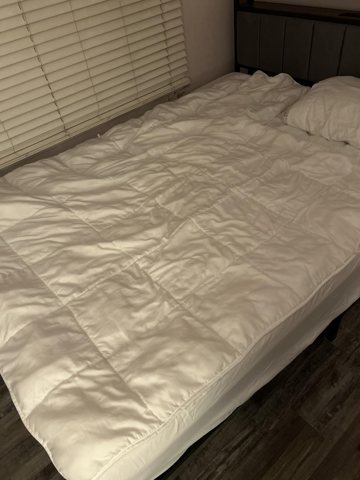 OLEVS Queen Size Bed Frame with Charging Station & LED Light, 2-Tier Storage Headboard & Footboard, Noise-Free Metal Platform Bed No Box Spring Needed, Easy Assembly customer photo 2