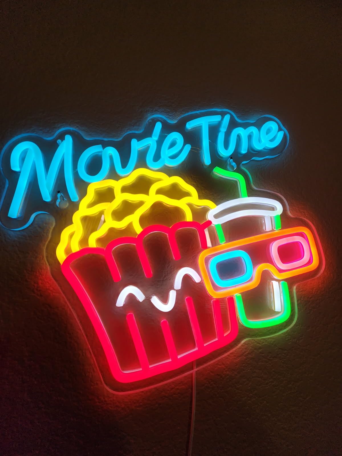 Movie Time Neon Sign Popcorn Cinema LED Light USB Powered Neon for Wall Decor Film Cinema Room Party Man Cave customer photo 2