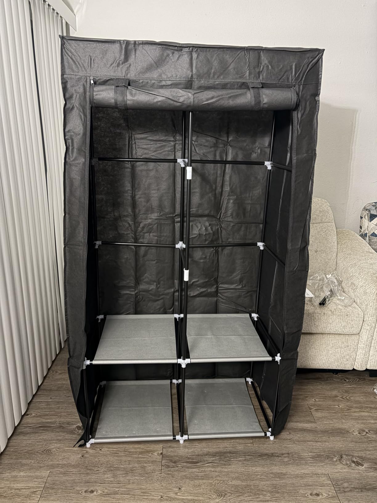 VTRIN Portable Closet Wardrobe Closet for Hanging Clothes with 4 Storage Shelves, 2 Hanging Rods and 6 Pockets customer photo 2