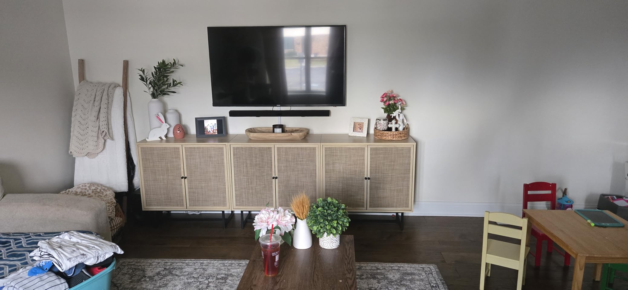 Nathan James Kova Bohemian Rattan Accent Sideboard Storage Cabinet, with Doors and Matte Black Legs, Dark Brown/Black customer photo 1