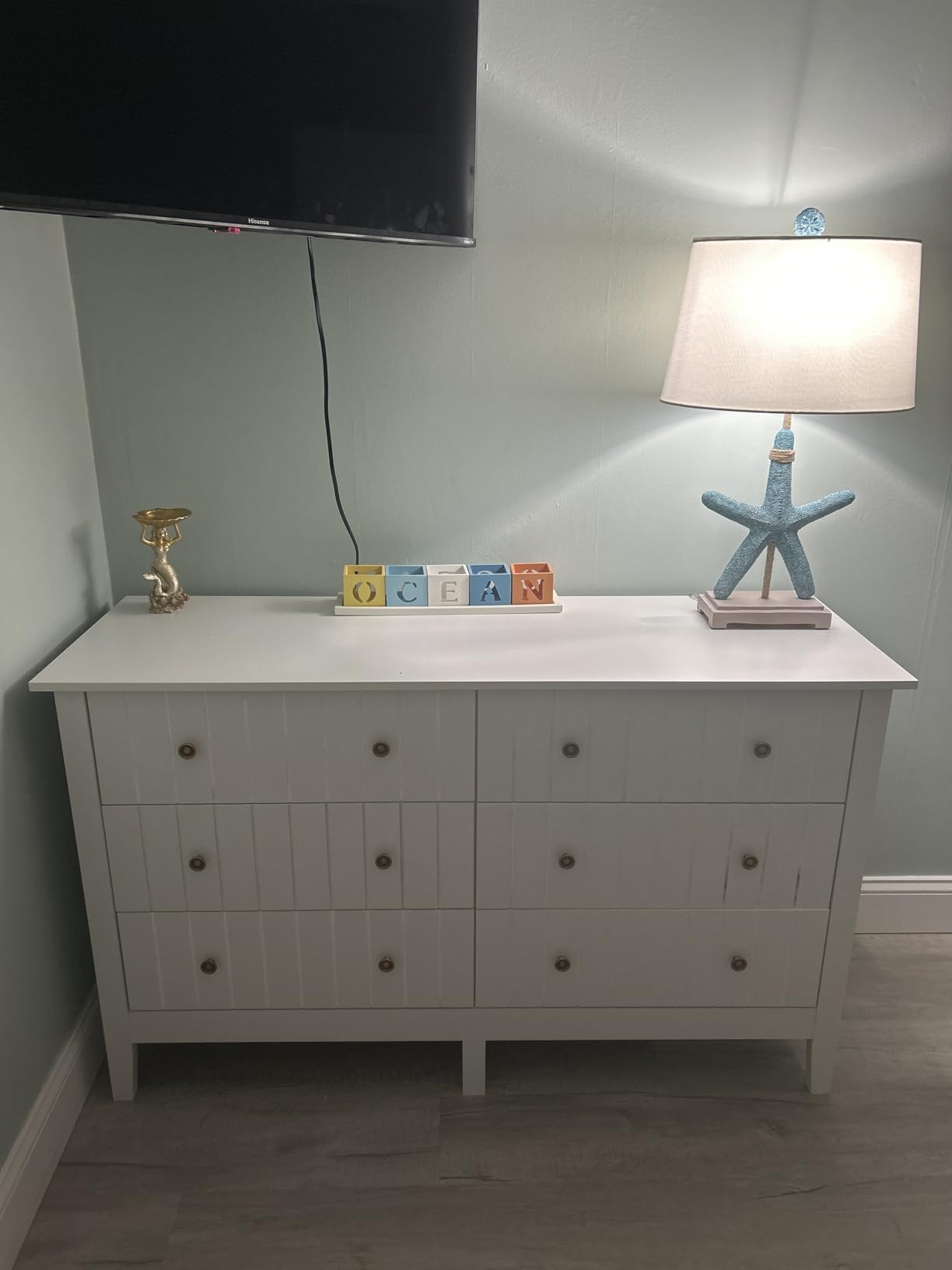 FOTOSOK Modern Dresser, Chest of Drawers, 6 Drawer Double Dressers with Deep Drawers, Wide Storage Organizer Cabinet for Living Room, Hallway, Natural Wood customer photo 1