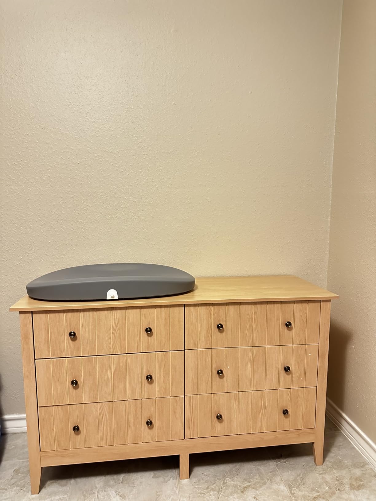 FOTOSOK Modern Dresser, Chest of Drawers, 6 Drawer Double Dressers with Deep Drawers, Wide Storage Organizer Cabinet for Living Room, Hallway, Natural Wood customer photo 2