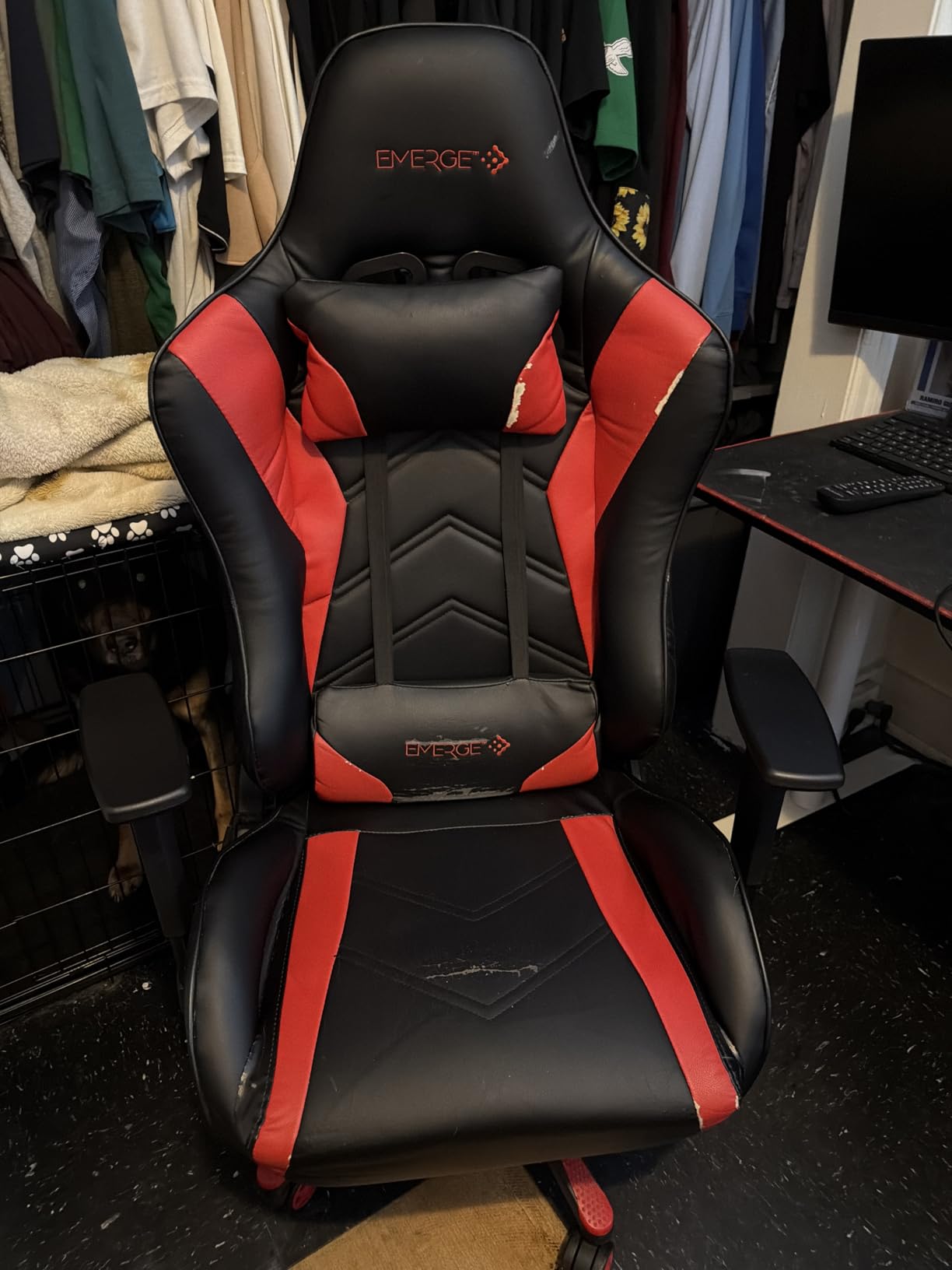 Sweetcrispy Video Game Desk Chair - Ergonomic Computer with Footrest and Comfy Lumbar Support, PU Leather Recliner with Headrest, Fixed Up Armrest, Height Adjustable with 360° Swivel, for Adults, Blue customer photo 1