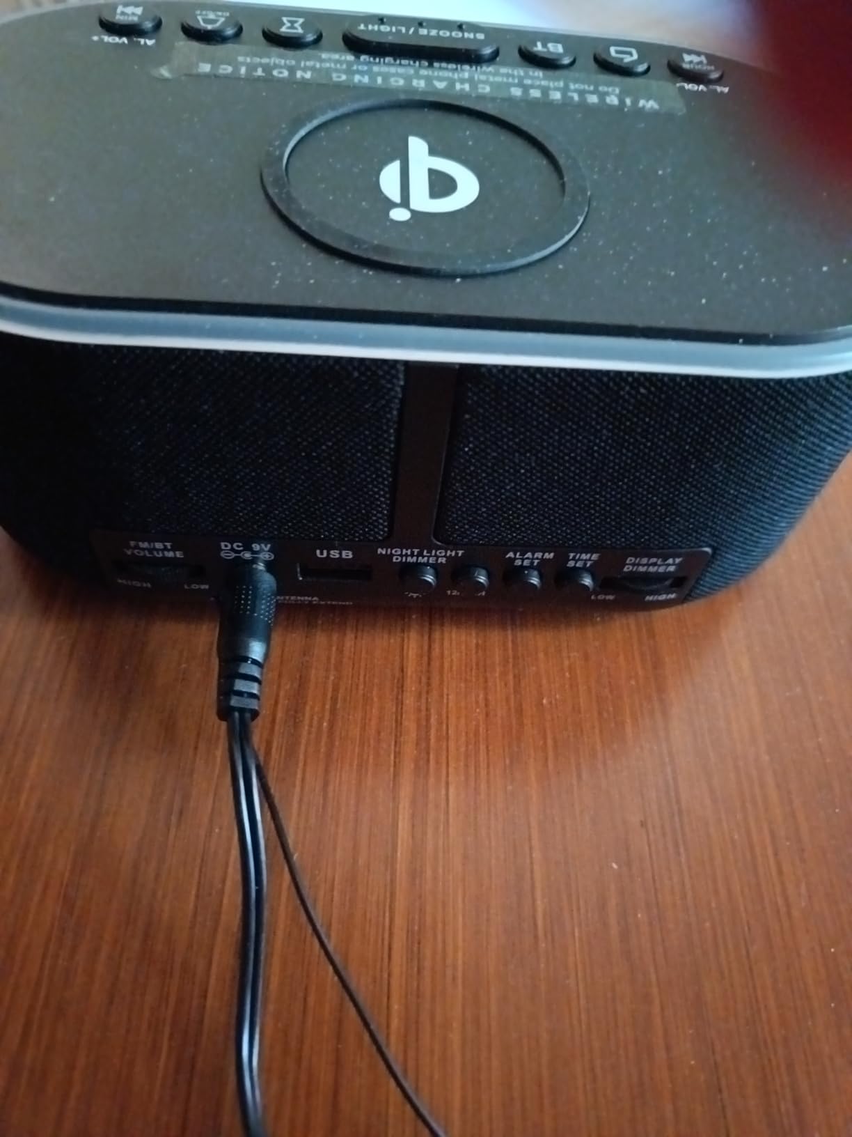 Odokee Wireless Charging Alarm Clock Radio: Qi Certified Fast Wireless Charger for iPhone Samsung - 10W Stereo Bluetooth Speaker - Dimmable Digital Clock with FM Radio for Bedroom Black customer photo 1