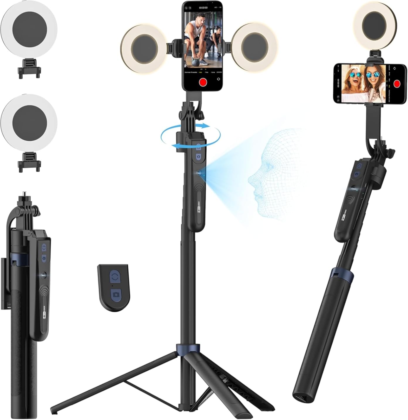USKEYVISION Auto Face Tracking Tripod 360 Rotation,70.9