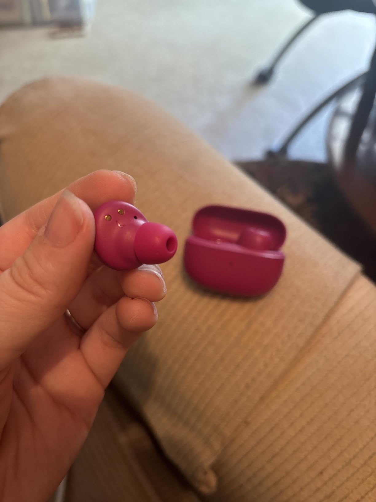 JLab Go Pop ANC True Wireless Earbuds & Charging Case, Fuchsia, Active Noise Cancelling, 10mm Drivers, Dual Connect, Customize Your Sound with App, Be Aware Mode, Compact Fit, MEMS Microphone customer photo 1