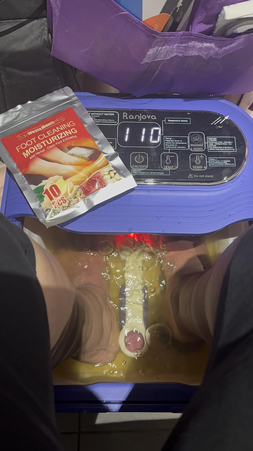 Ranjova Collapsible Foot Spa Electric Rotary Massage, Foot Bath with Heat, Bubble, Temp Control, and 24 Motorized Shiatsu Massage Balls, Pedicure Foot Spa Tub for Stress Relief (Black) customer photo 2