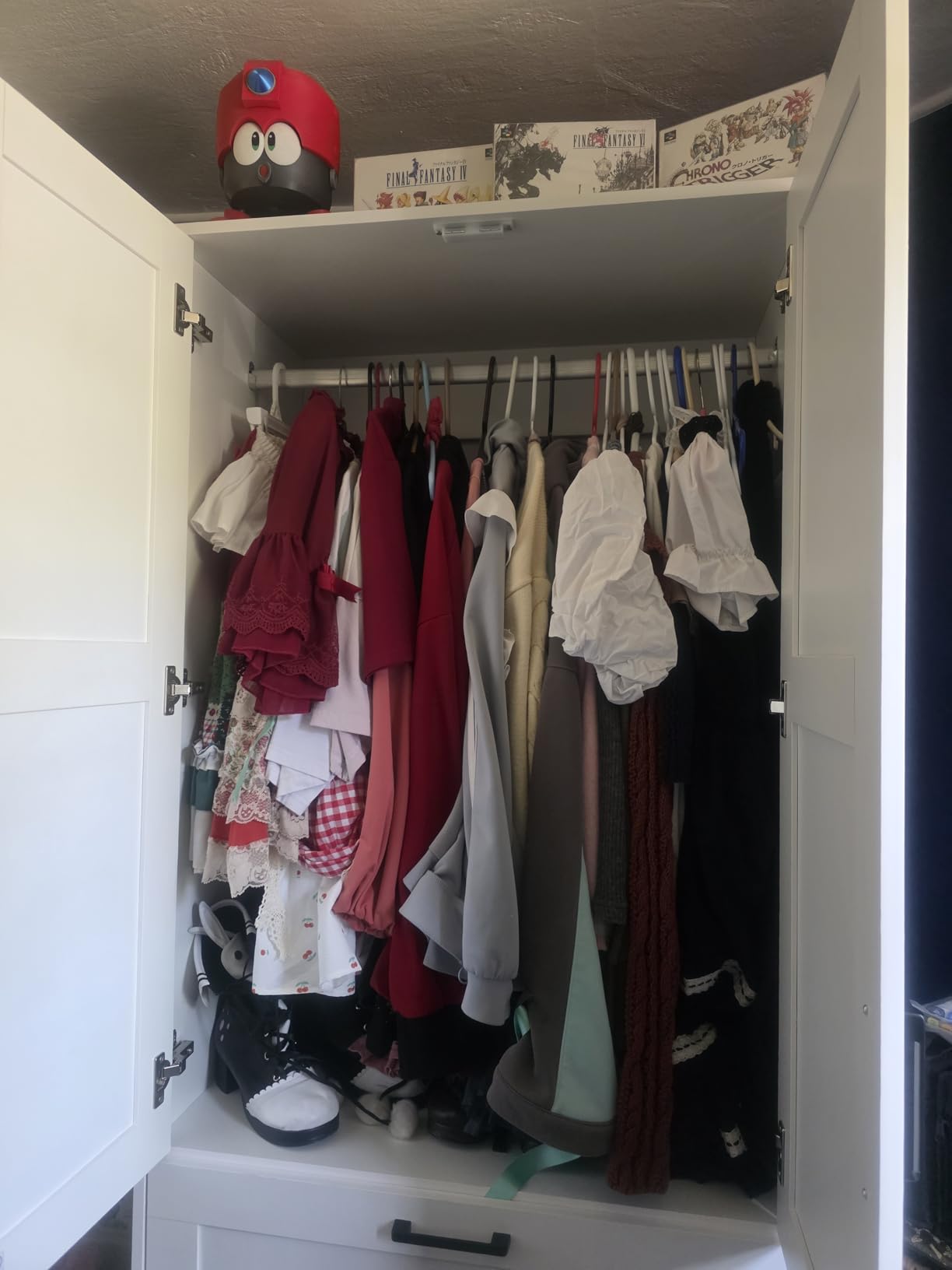 Fenghua Lizhi Wood White Wardrobe Closet with 2 Doors and 2 Drawers, Bedroom Freestanding Armoire Storage Cabinet with Shelves, Wooden Wardrobe Combination for Hanging Clothes customer photo 1