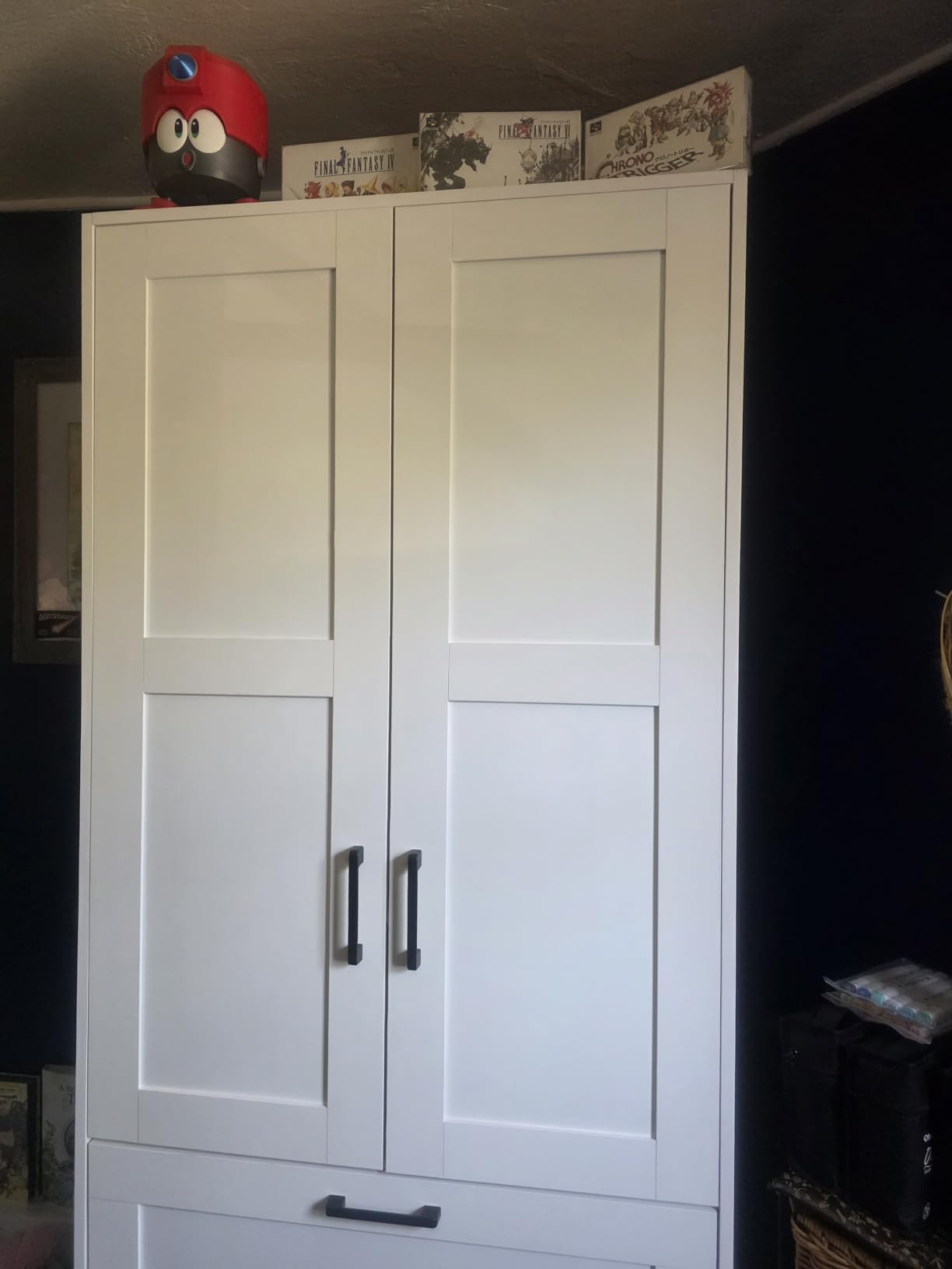 Fenghua Lizhi Wood White Wardrobe Closet with 2 Doors and 2 Drawers, Bedroom Freestanding Armoire Storage Cabinet with Shelves, Wooden Wardrobe Combination for Hanging Clothes customer photo 2